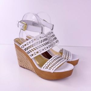 Lauren Ralph Lauren Georgina Espadrille Wedge Leather White Women's Size 8.5B